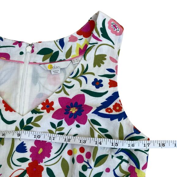 Boden Sz 4 US ‘Jade’ Fit & Flare Dress Linen Blend Folk Pop Boho Floral Print - Picture 14 of 16
